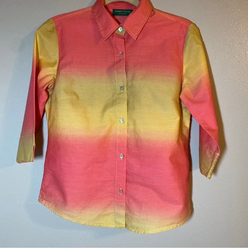Lemon Grass Ombré Blouse Size Small - Picture 1 of 6